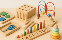 Montessori lavinamosios žaislai Montessori žaislai sukurti skatinti natūralų vaiko vystymąsi per praktinę veiklą, susikaupimą ir savarankiškumą. Čia rasite kruopščiai atrinktus žaisl