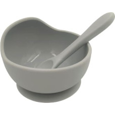 Baby In World BABY 01138 Miska silikonowa z przyssawką i łyżeczką Grey