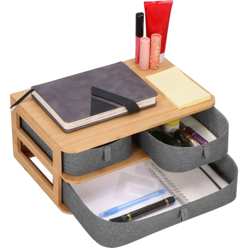 Springos Bambuko dėklas su 3 stalčiais kosmetikai, papuošalų dėžutė Springos HA0161