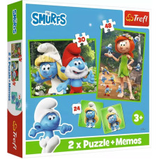 Trefl 93656 Puzzle 2w1 + MEMOS Wesołe zabawy Smerfów