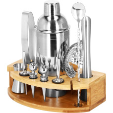 Springos Barmeno rinkinys plaktuvas stovas Springos KI0012 12 vnt. sidabrinis