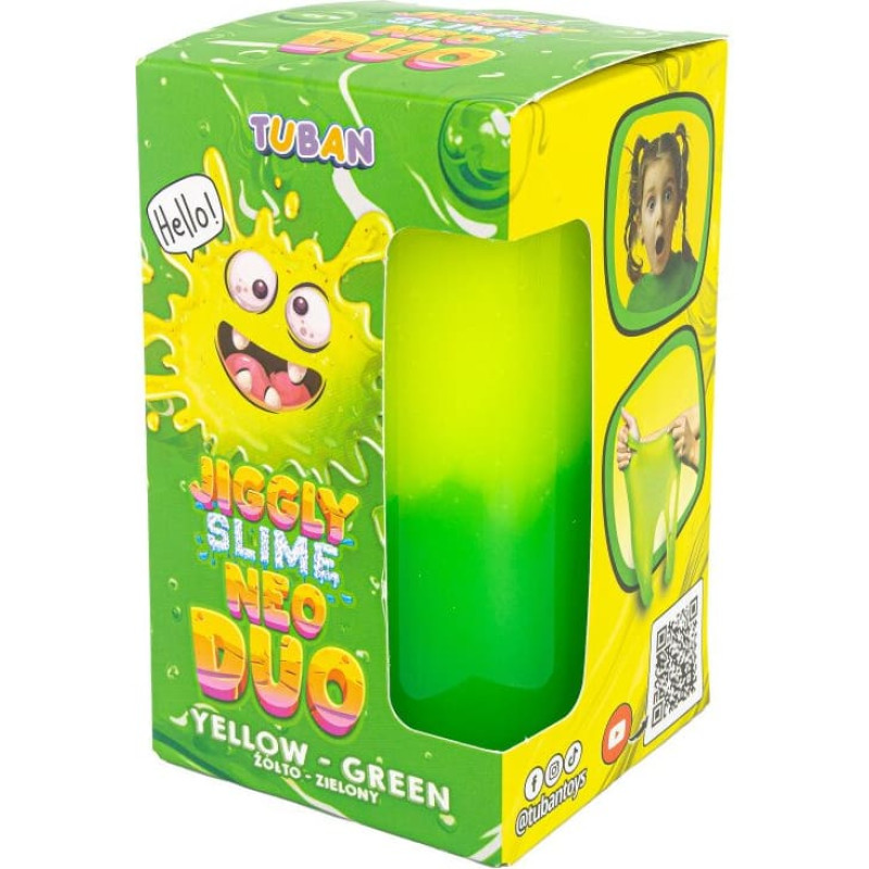 Tuban Jiggly Slime - Gleivės - Neoninis Duetas - Geltona-Žalia (430 g)