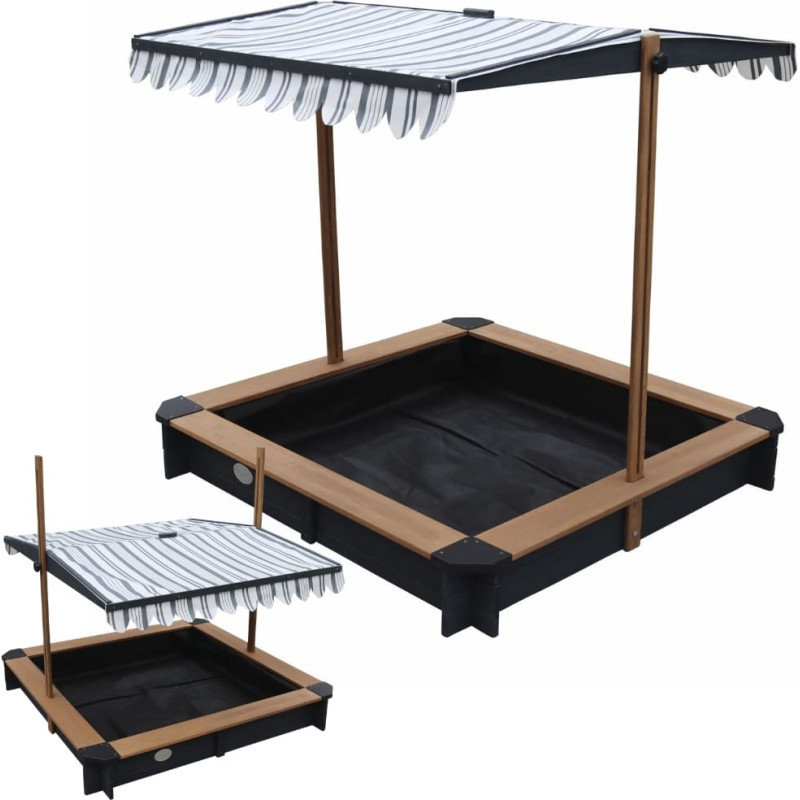 AXI medinė smėlio dėžė su stogeliu, uždengiama, su suoliukais