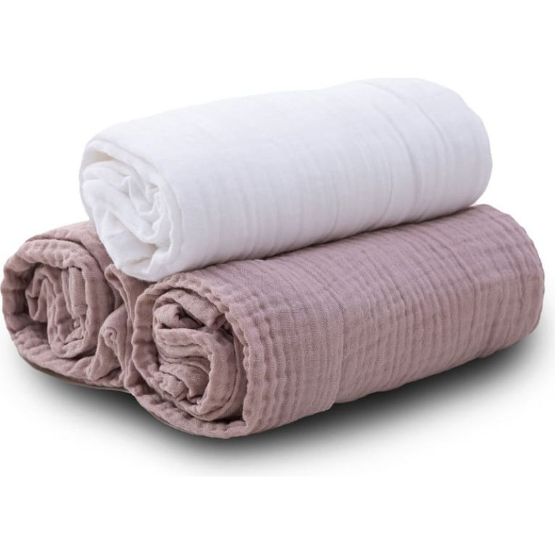 Babymatex Diaper - SET - TB0488/12 - MUSLIN - dwo-layer - size 70x80 cm  - DIRTY PINK