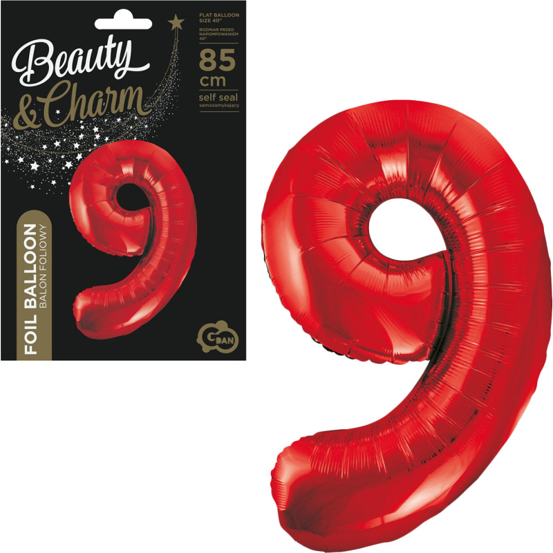 BALON FOLIOWY CYFRA 9 CZERWONA