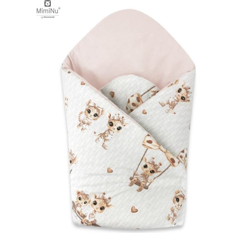 Miminu KIECZMERSKI Rożek standard 75x75 cm MIMINU DESIGN Żyrafki beżowo-r&oacute;żowa