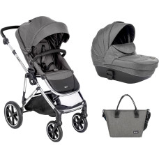 KIKKABOO Thea 2-in-1 vežimėlis su plastikiniu lopšiu Dark Grey