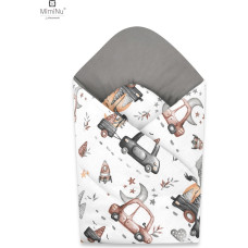 Miminu KIECZMERSKI Rożek standard 75x75 cm MIMINU DESIGN Samochodziki szare bawełna 100%