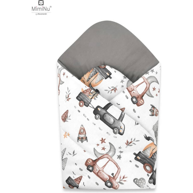 Miminu KIECZMERSKI Rożek standard 75x75 cm MIMINU DESIGN Samochodziki szare bawełna 100%