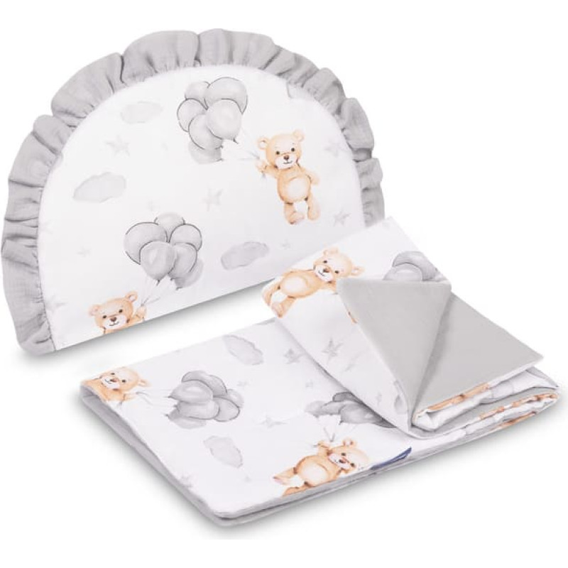 Sensillo MUSLIN PUSHCHAIR SET TEDDY GREY