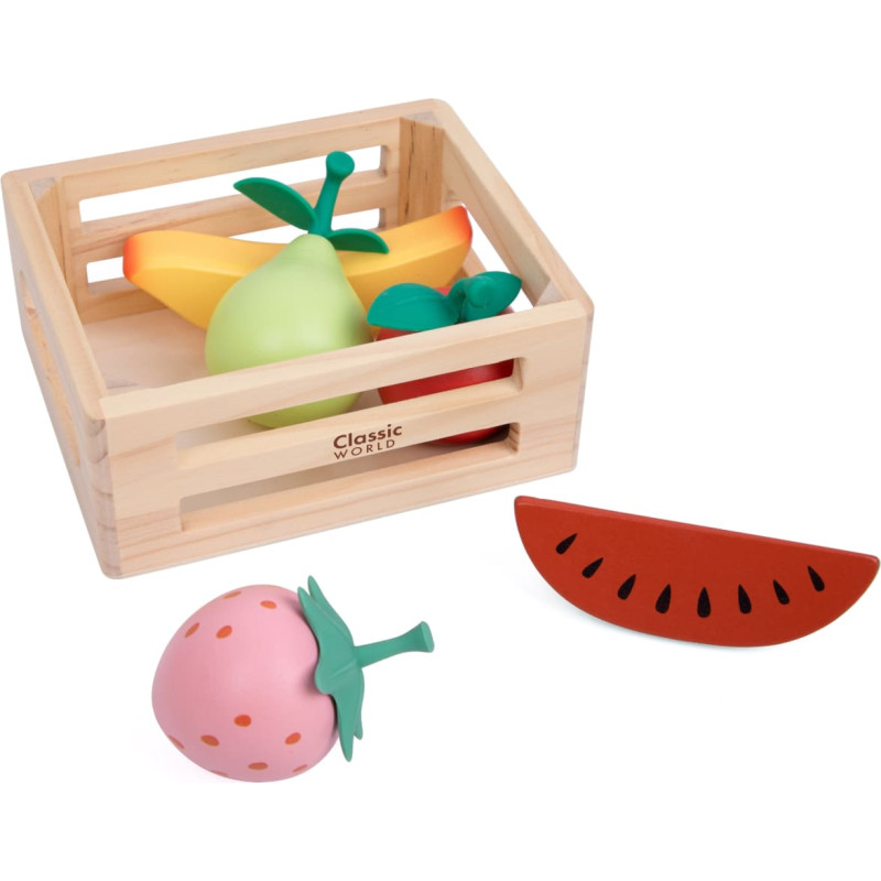 Classic World Zestaw Drewnianych Owoc&oacute;w w Koszyku 6 el.