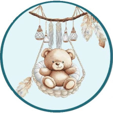 Ankras Bedding set - 6  parts - 120/90/360 - BEAR in BASKET - BLUE