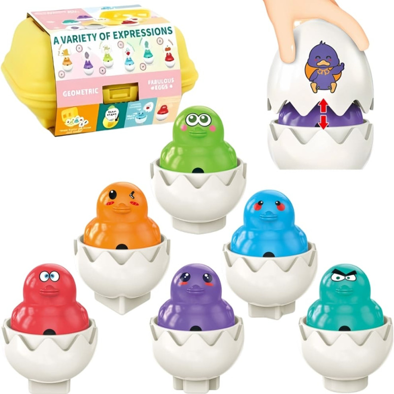 Woopie Układanka Sorter Montessori Dopasuj Kształty Zabawne Kurczaczki Jajka 6szt