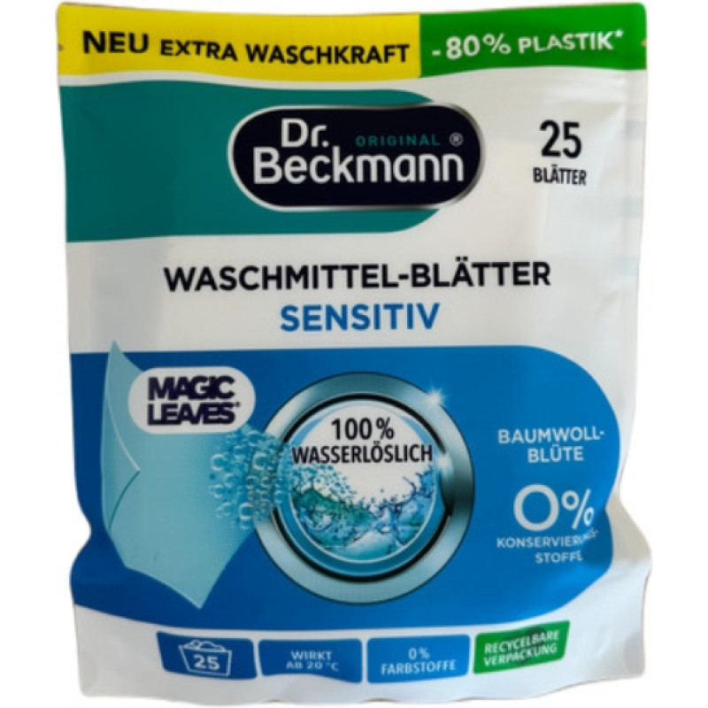 Dr.beckmann Veļas mazgā&scaron;anas loksnes Magic Leave jutīgai ādai 25 gab.