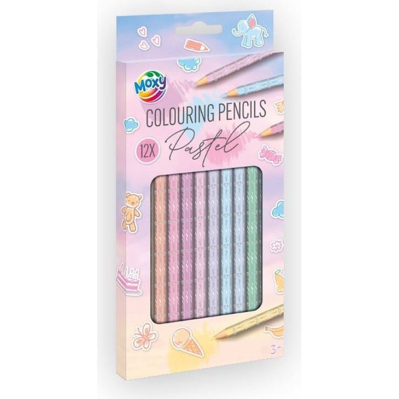 Moxy pastelinių spalvų pieštukai, 12 vnt.