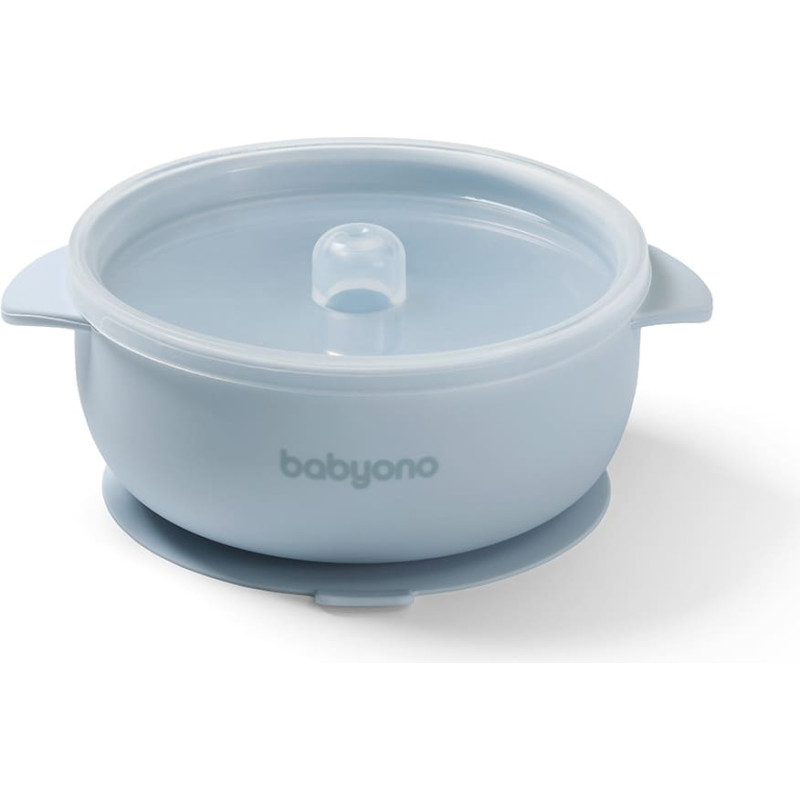 Babyono silicone suction bowl with lid blue 1662/01