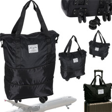 Sulankstomas, talpus kelioninis krepšys su ratukais, juodas, 3 dydžiai