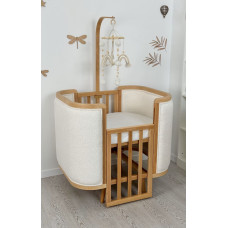 Ingvart Boho kūdikio lovytė su bouclé audiniu — išmatavimai: 70×90 cm / 70×134 cm (spalva pasirenkama)