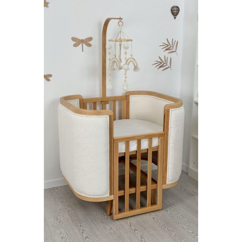 Ingvart Boho kūdikio lovytė su bouclé audiniu — išmatavimai: 70×90 cm / 70×134 cm (spalva pasirenkama)