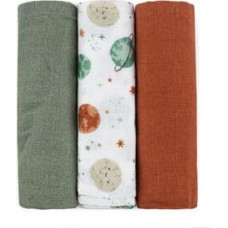 Petite&Mars 415367 Zestaw pieluszek z muślinu bambusowego 3 szt 68x68 cm Celestial Planets