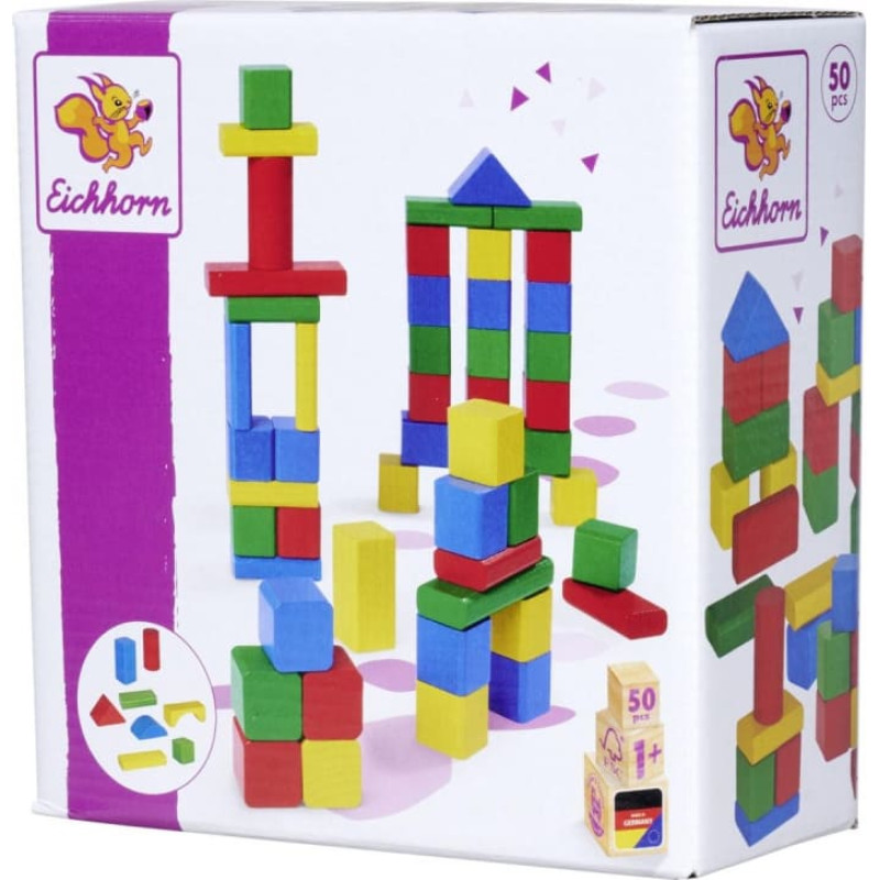 Eichhorn Colorful wooden blocks, 50 pcs