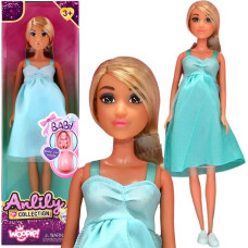 Woopie ROYAL Lalka Lily z Brzuszkiem w Ciąży Niemowlak Błękitna Sukienka