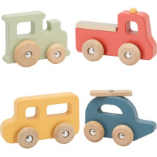 Viga Zestaw Drewnianych Kolorowych Pojazdów 4szt. z Serii PolarB