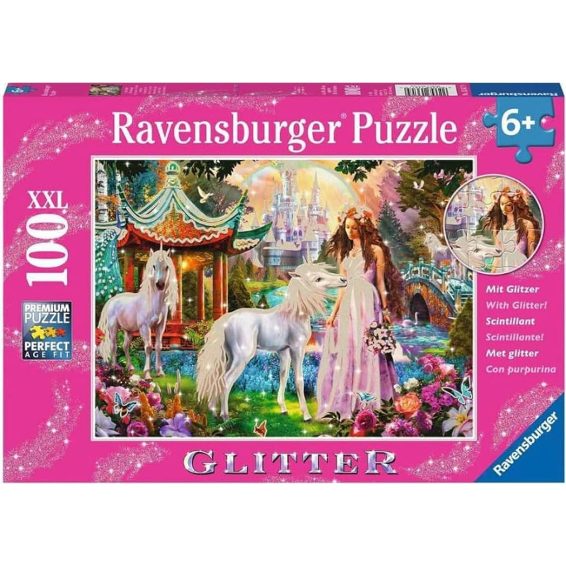 Ravensburger Puzzle 100 pcs Princess with Unicorn Glitter
