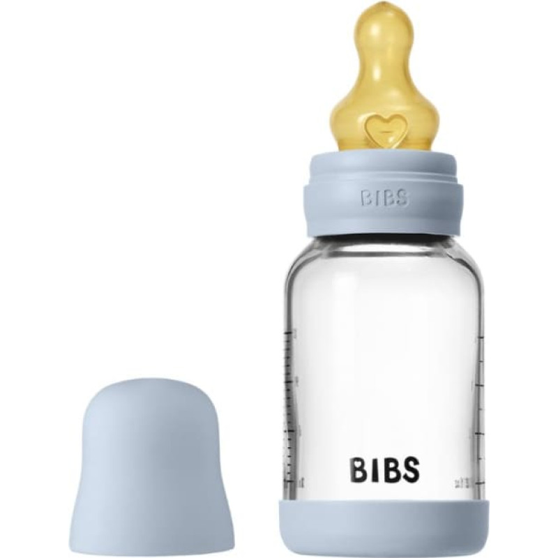 Bibs Glass Baby Bottle 120ml Baby Blue
