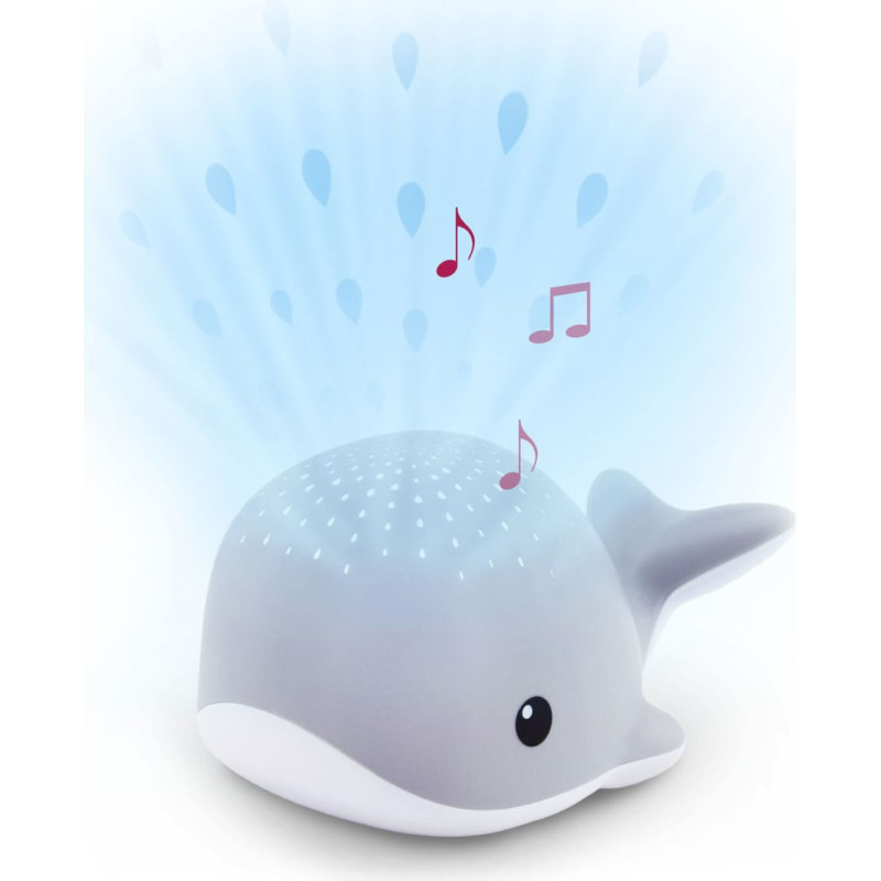 Zazu Wally &ndash; Muzikālā nakts lampa un projektors Valis, pelēks