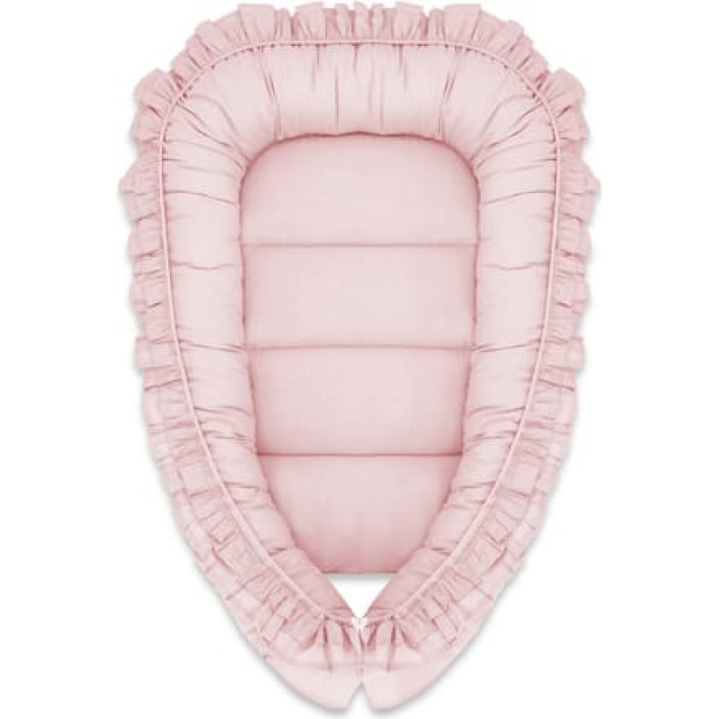 Miminu KIECZMIERSKI Kokon niemowlęcy ROYAL z falbanką pudrowy róż