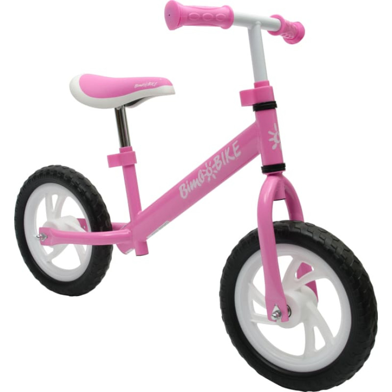 Bimbo Bike Vaiki&scaron;kas balancavimo dviratukas 12" &bdquo;RUNNER&ldquo;, rožinė/balta