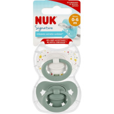 NUK 730617 Smoczek uspokajający 2 el. 0-6m SIGNATURE biały/zielony