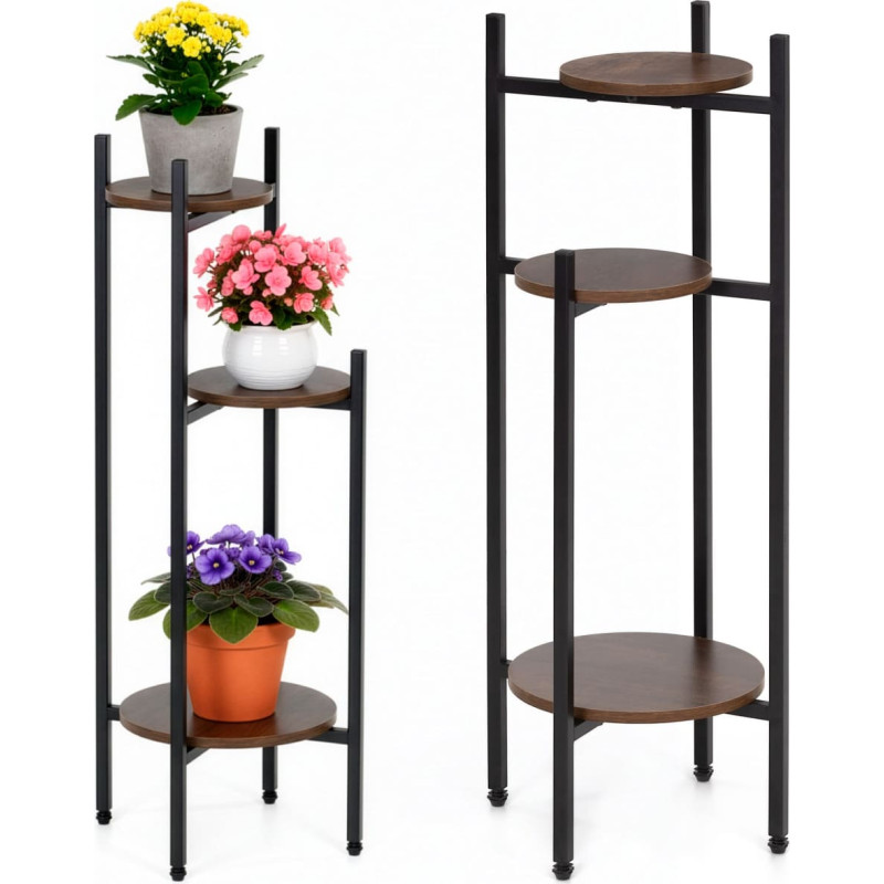 Springos Gėlių stovas 81 cm metalinis gėlių stovas su 3 lentynomis, kelių lygių palėpė, skirta svetainei