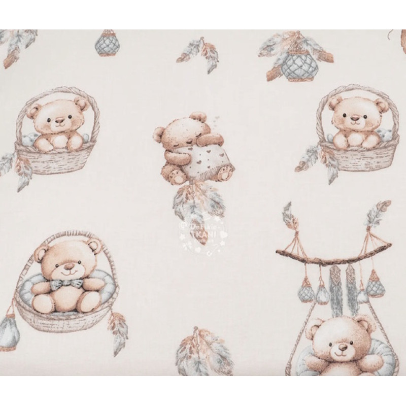 Atk Kieczmerscy Autiņ&scaron; flaneļa BEAR in BASKET beige 70x80 cm (4418)