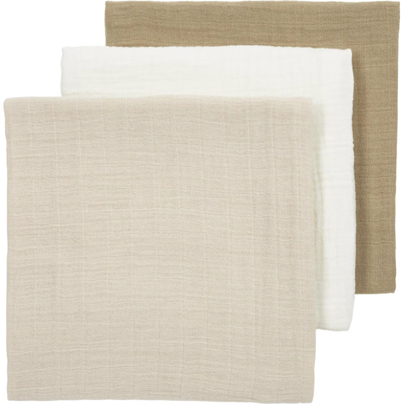 Meyco Baby muslīnu autiņu komplekts Offwhite/Soft Sand/Taupe (3 gab., 70x70 cm)