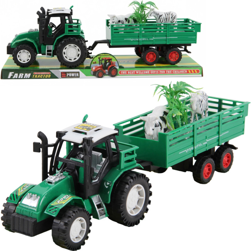 TRAKTOR Z PRZYCZEPĄ I ZWIERZĘTAMI