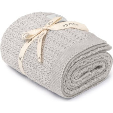 My Memi Merino vilnas autiņsedziņa &ldquo;Light Grey Leaves&rdquo;