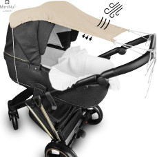 Miminu KIECZMERSKI Daszek do w&oacute;zka, osłonka przeciwsłoneczna MUŚLIN bawełna 100% ciepły beż