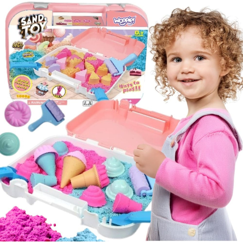 Woopie Kinetic Sand Set Ice Cream in a Suitcase 1kg + Accessories
