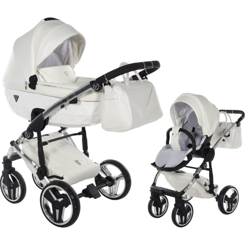 Junama Universal stroller 2 in 1 Fluo Line v3 indyvidual - 15 White/silver