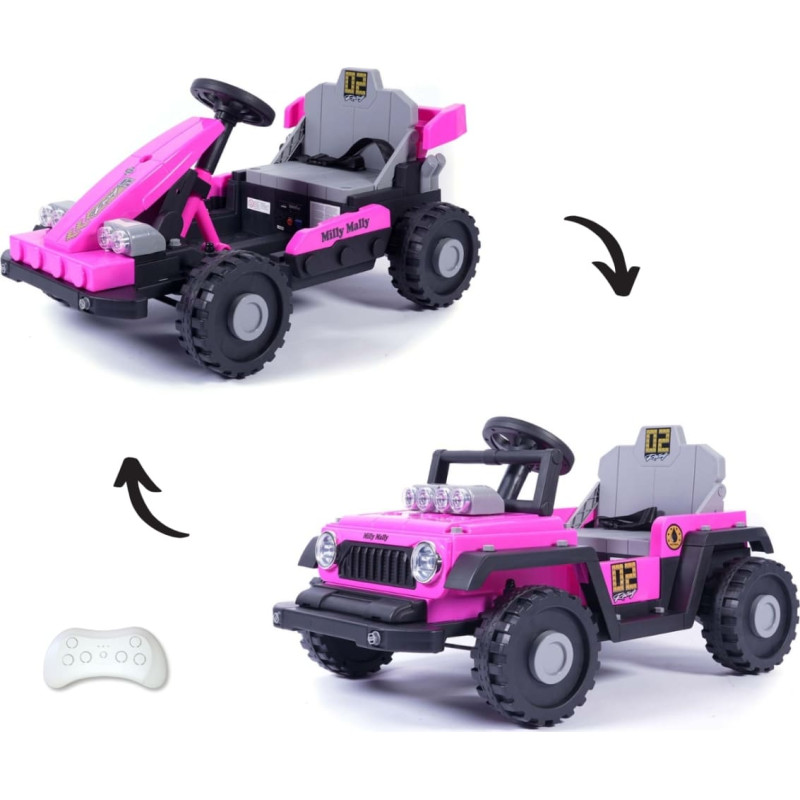 Milly Mally akumuliatorinė transporto priemonė Prime 2-in-1, rožinė