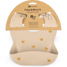Petite&Mars 706718 Silikonowy śliniak Take &Match Sand Butterflies 6m+