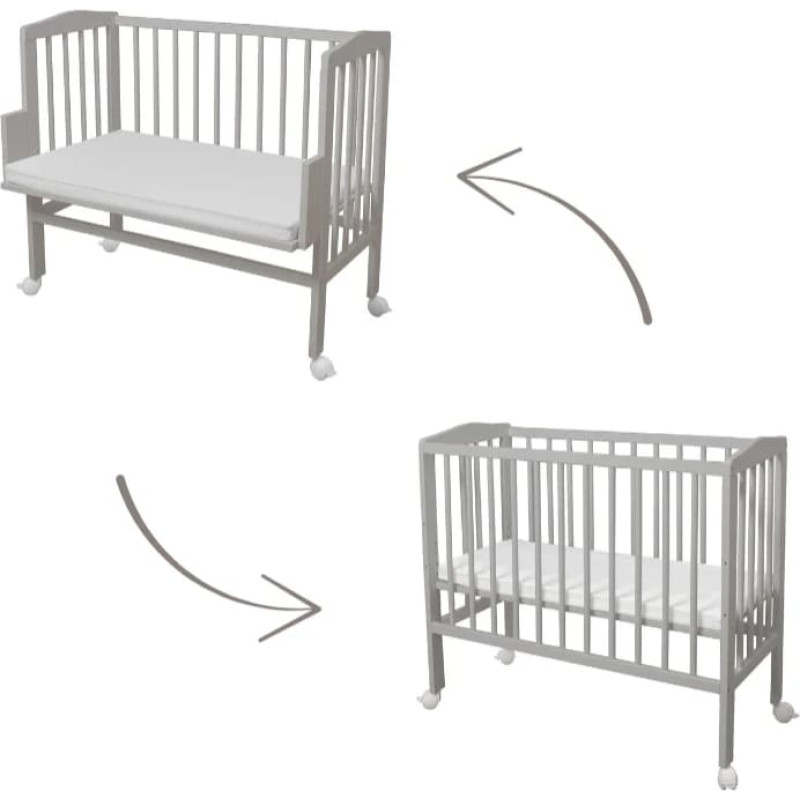 Pristatoma lovytė 2in1 su čiužiniu Grey, Waldin
