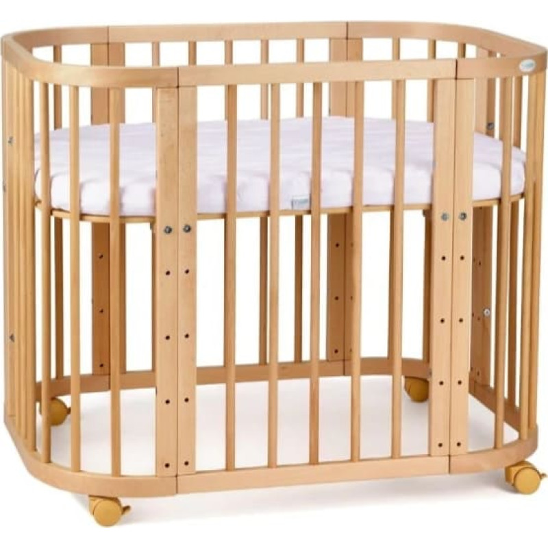 Kūdikio lovytė 5in1 su čiužiniu Natural Beech, Waldin