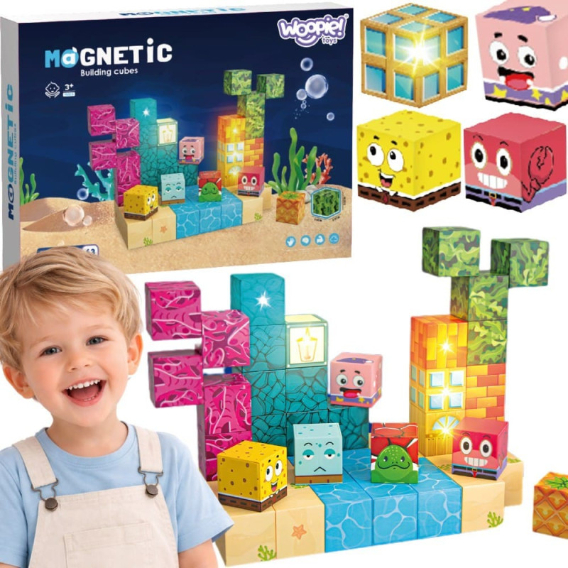Woopie Magnetic Cubes 63 el Montessori Ocean Puzzle Game 3D