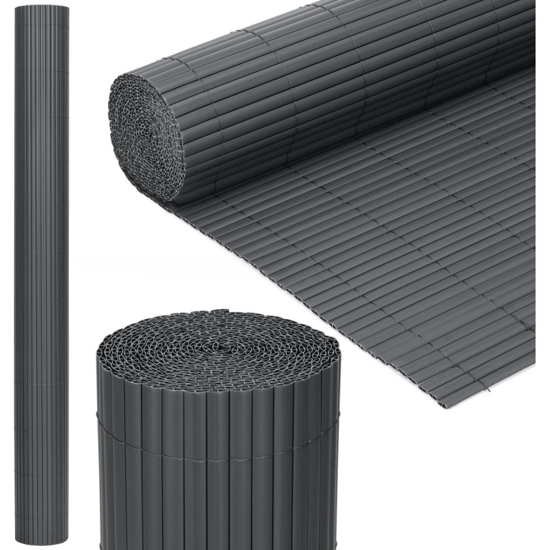 Springos Balkono uždanga (500 x 180 cm) PVC maskavimo kilimėlis tvorai, terasai, tvorai, tamsiai pilka