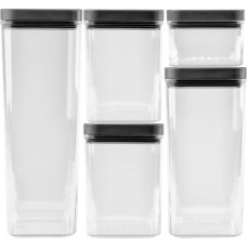 Curver Sausās pārtikas uzglabā&scaron;anas trauku komplekts 0,5L+2x1,2L+1,8L+2,4L Kara caurspīdīgs/tum&scaron;i pelēks