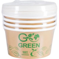 Gogreen Kompostējamie ēdienu trauki ar vāciņiem Go Green 350ml 5gab./ 0,088kg