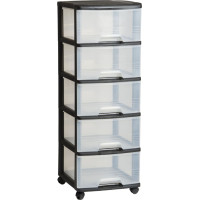 Curver Atvilktņu sistēma ar 5 atvilktnēm 20L Drawer System 37x39x100cm melna/caurspīdīga